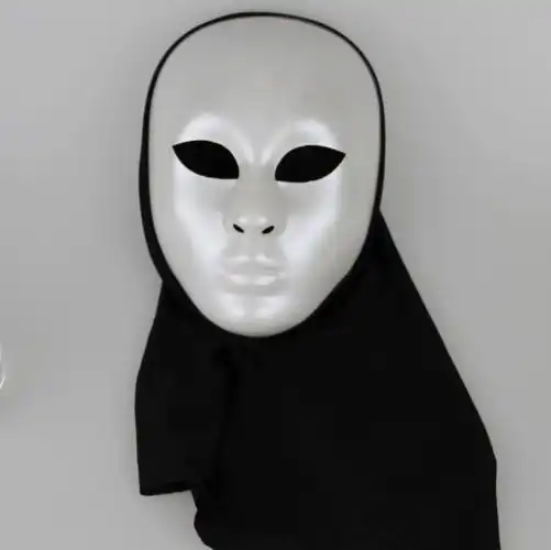 意大利威尼斯全脸白色面具圆脸四方小丑面具男女底胚头套表演假面