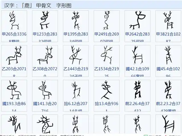 鹿的甲骨文写法