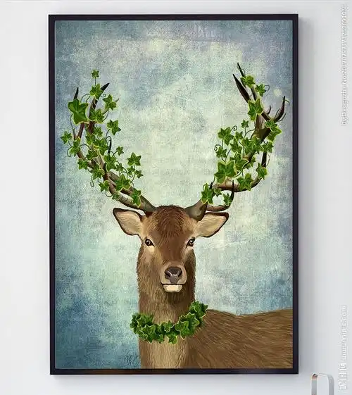 欧式简约复古麋鹿客厅装饰画设计图__图片素材_其他_设计图库_昵图网