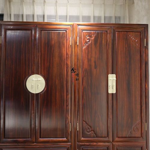 红木非洲酸枝木大衣柜印尼黑酸枝三组合衣柜阔叶黄檀新中式挂衣柜