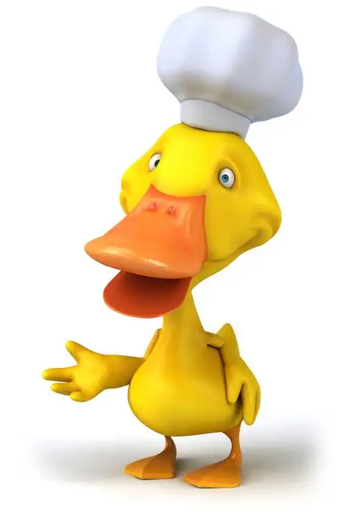 带着厨师帽的黄色小鸭子烤鸭厨师