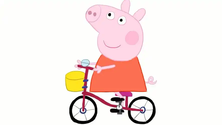 粉红小猪之小猪佩奇骑自行车儿童卡通简笔画