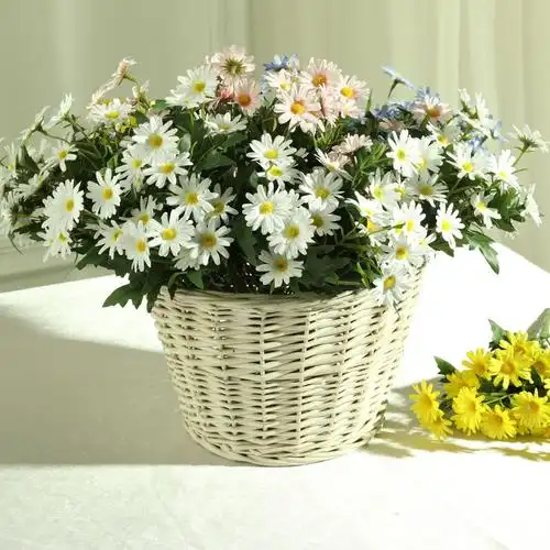 仿真花植物把束野菊花盆栽假花9头小雏菊绿植田园风家居装饰插花