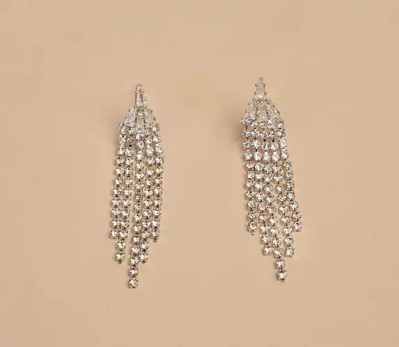 超闪水晶流苏气质名媛长款耳环