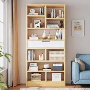 书柜家用落地简易收纳柜客厅靠墙一体储物展示柜置物多层小型书架