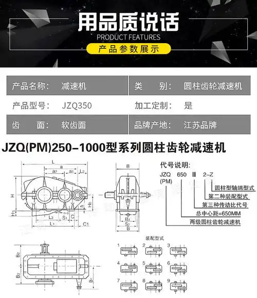 厂家生产定制jzq减速机 小型卧式软齿面齿轮减速机圆柱齿轮减速机