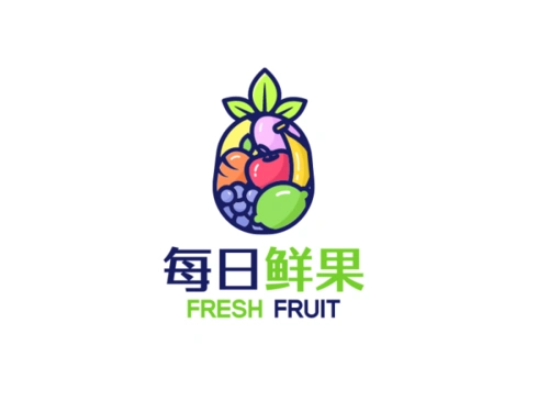 彩色活泼创意水果logo设计