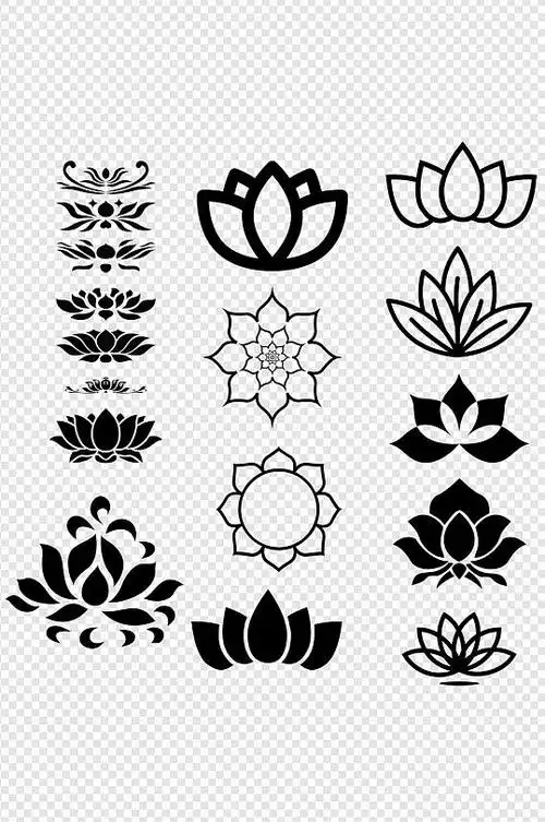 剪影花瓣莲花透明素材图
