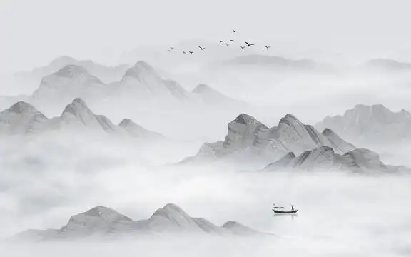 新中式水墨山水画图片