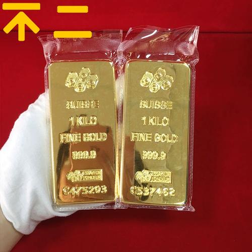仿真金条瑞士金1000克实心金砖纯铜镀金银行金店样品家居桌面摆饰