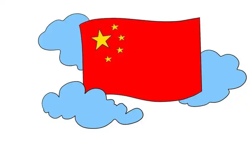 卡通五星国旗旗杆简笔画飘动的中国国旗简笔画怎么画好看我爱中国简单