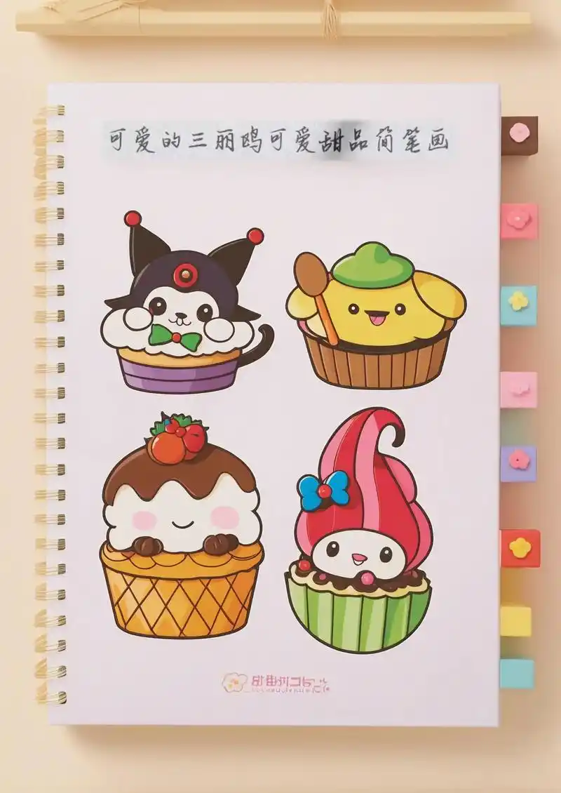 来画一个超可爱的三丽鸥甜品简笔画吧!