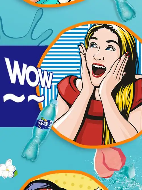 【现货速发】芬达茉莉蜜桃味汽水500ml*6瓶蓝可乐碳酸饮料 新品万圣节