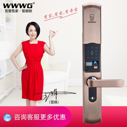 wwwg吾爱吾家指纹锁b6家用防盗门 智能密码锁磁卡锁电子门锁