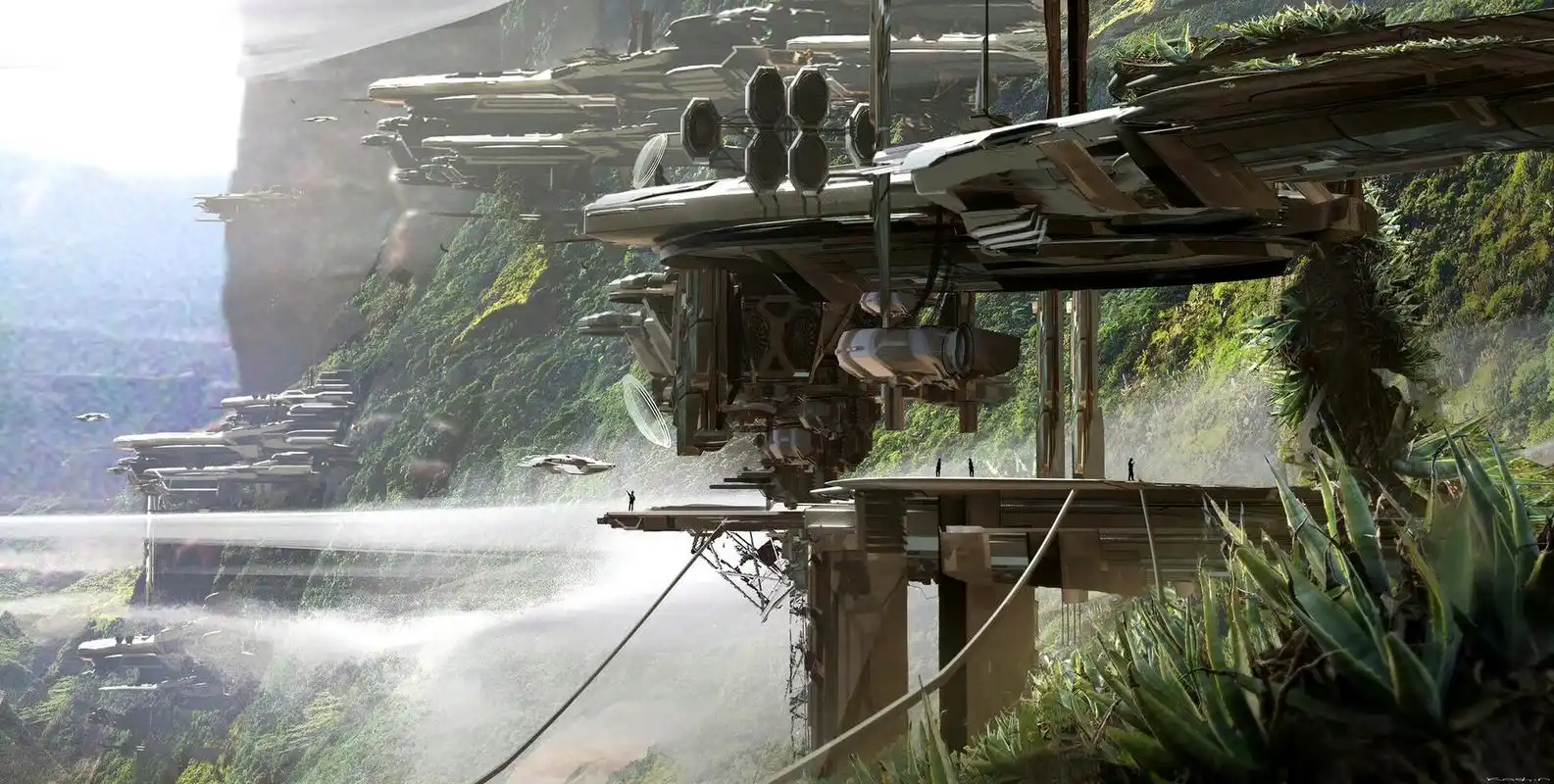 画师wadim kashin科幻场景作品欣赏,丛林中的秘密基地.