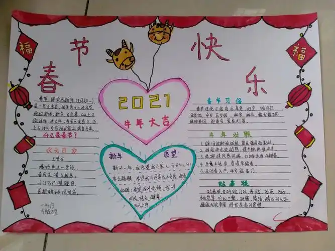 2021新春快乐——赵家庄小学一年级四班迎新春佳节手抄报