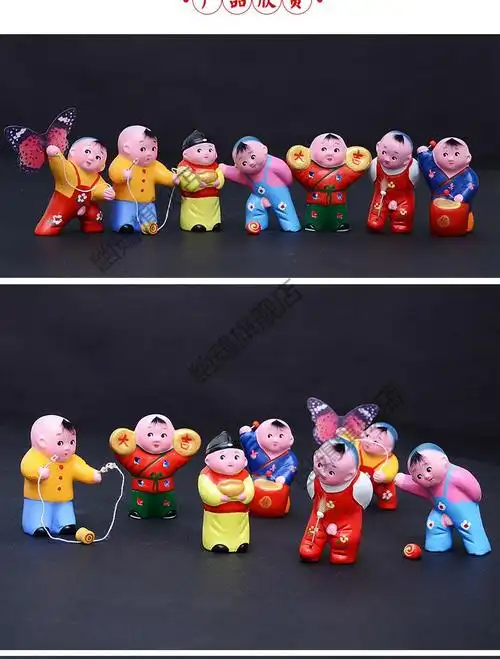 泥人张工艺品天津泥人张小百子娃娃民间手工艺品泥塑小泥人摆件北京