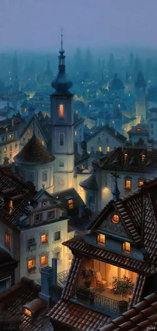 evgeny·lushpin,俄罗斯画家,油画夜景,油画城市,油画街景,油画风景