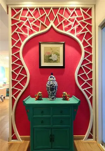 首页 成品效果图 现代简约二居室玄关壁纸装修效果图欣赏