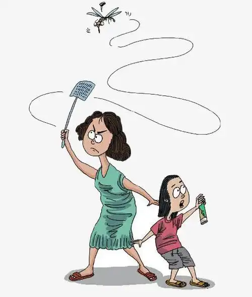 母女打苍蝇