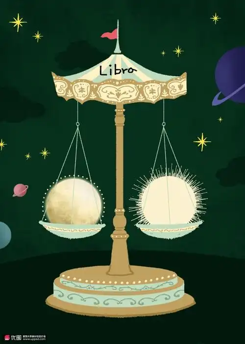 天秤座星座欧式手绘天平星空民俗插画