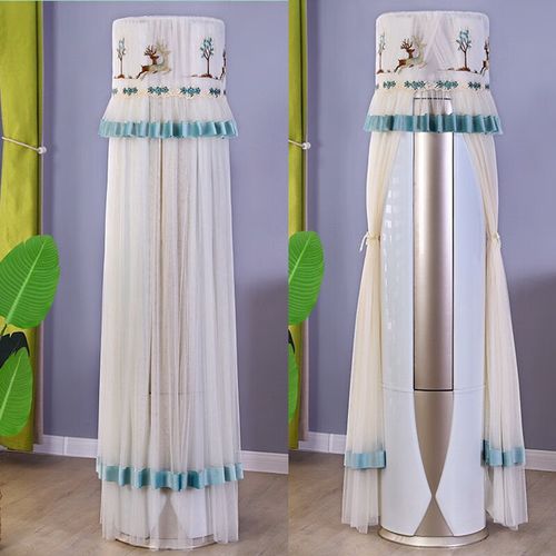 防尘罩圆形柜机立式开机不取客厅圆柱形空调套2p 飞鹿绿色开机不取