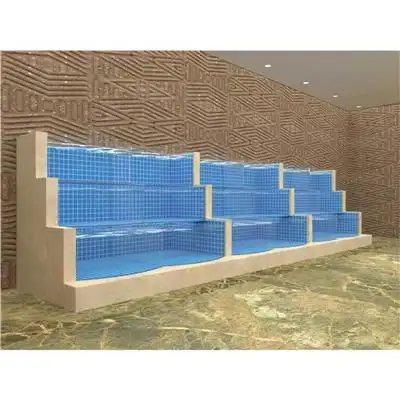 江门生鲜店养殖鱼池安装,海鲜鱼池尺寸,海鲜市场玻璃鱼池 水生财