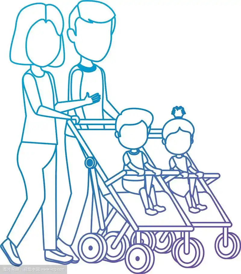 婴儿车里的父母夫妇