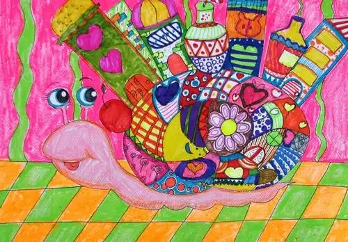 小蜗牛搬家/少儿绘画作品/儿童画/网络美术馆_中国少儿美术教育网