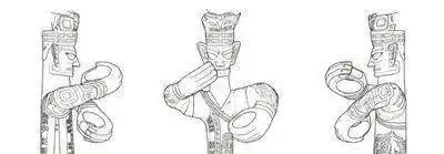 作者手绘青铜立人像线图.