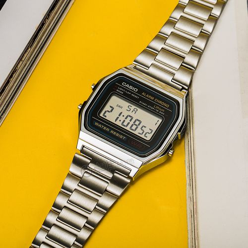 casio卡西欧手表复古方块电子表银色小方块男士女士手表a168  158