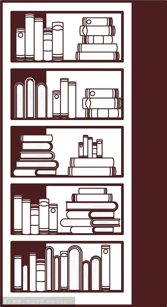 用白色书籍的剪影书架