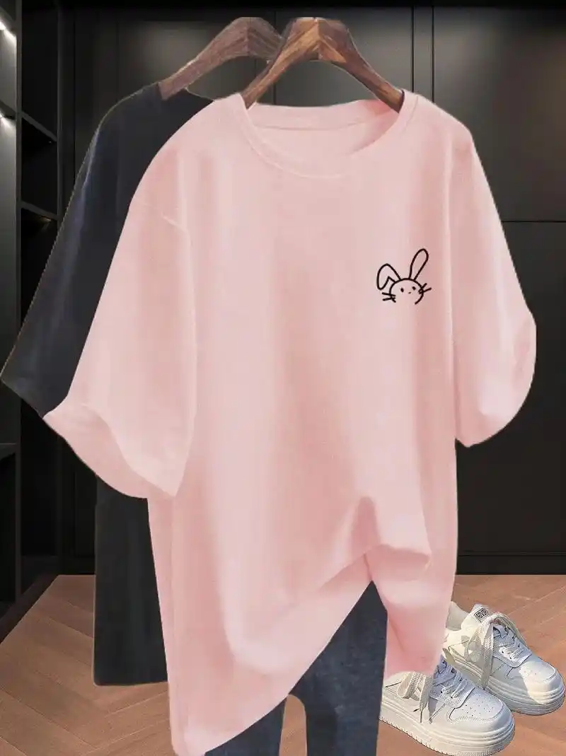 这款白色短袖t恤女夏季遮屁股宽松大码半袖长款,真的超级好看! - 抖音