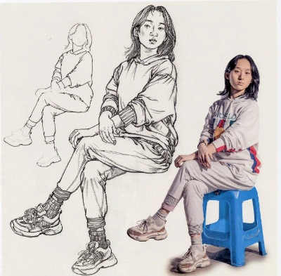 武汉209画室:暑期美术培训丨速写单人坐姿画面