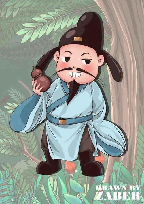 q版角色展示李白与好友结伴外出游玩,运用了三个场景来描绘这一场寄情