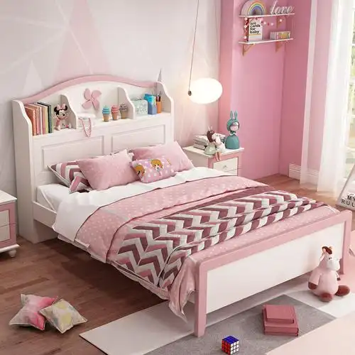 儿童童床女孩单人床粉色公主15米12米卧室家具女生儿童床
