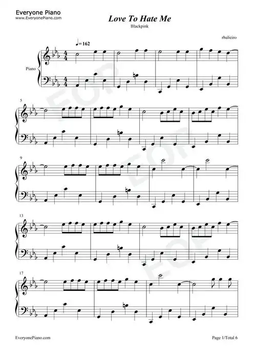 love to hate me-blackpink五线谱预览1