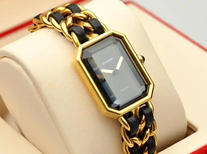 二手95新香奈儿chanepremiere系列石英女表方糖黑金女士腕表l号m号s号