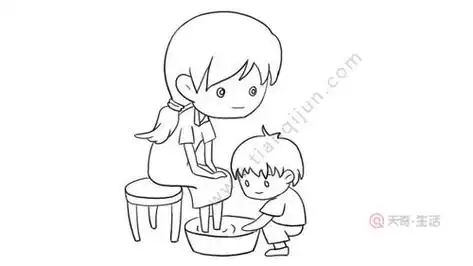 为长辈洗脚的简笔画给妈妈洗脚简笔画教程给妈妈洗脚简笔画怎么画孩子