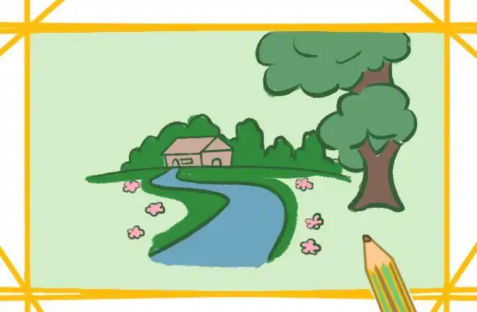 绿色田园简笔画 简笔画图片大全-普车都