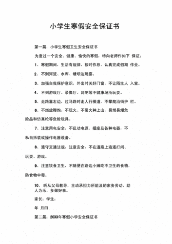 小学生寒假安全保证书docx7页