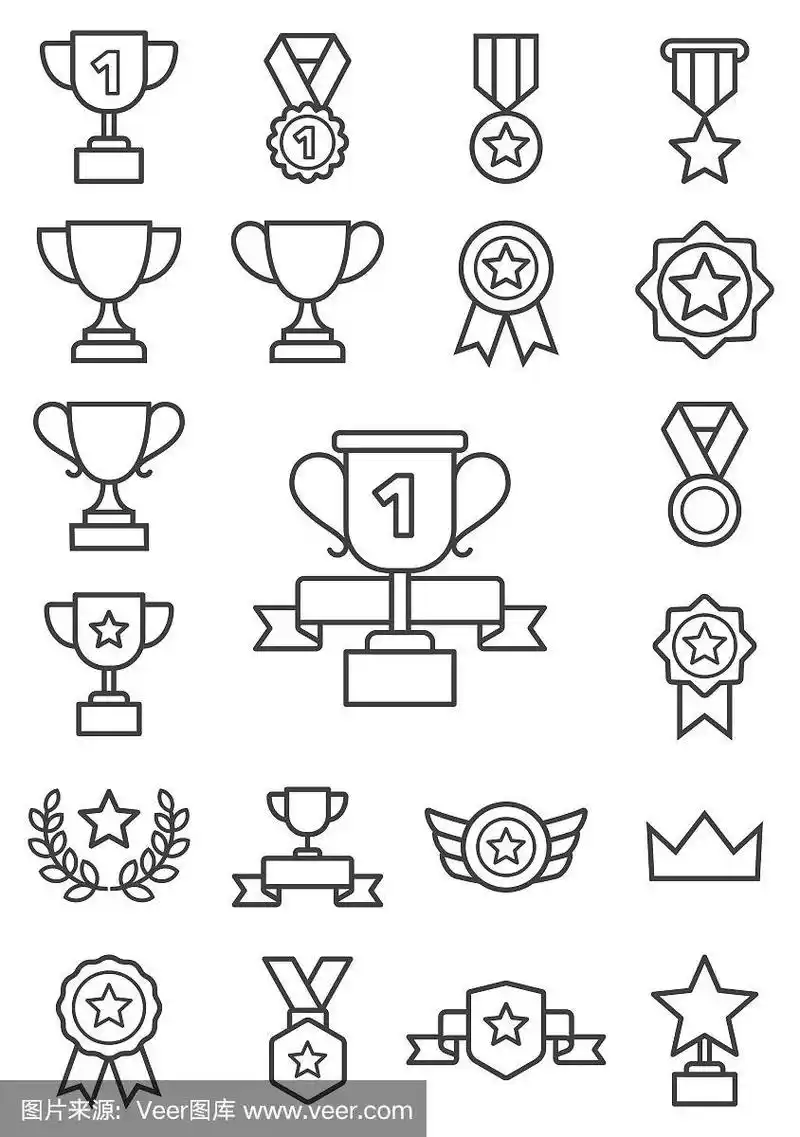绘画插图,符号,矢量,线条,奖杯