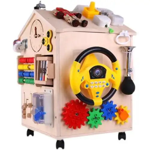 蒙氏早教教具宝宝忙碌diy板箱房子多功能玩具其它早教玩具类