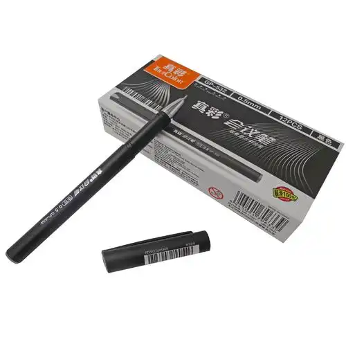 真彩 中性笔gp-532 磨砂0.5mm黑色水笔半针管签字笔 可印订制logo