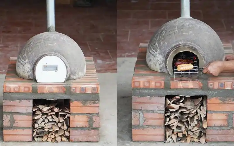 砖块搭建烘烤炉,柴火烘烤烟气十足,这不比烤箱好用?