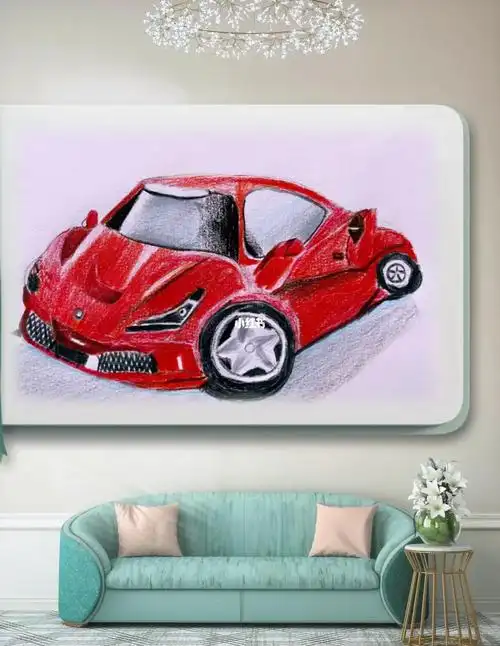 1对1线上美术课跑车彩铅画画