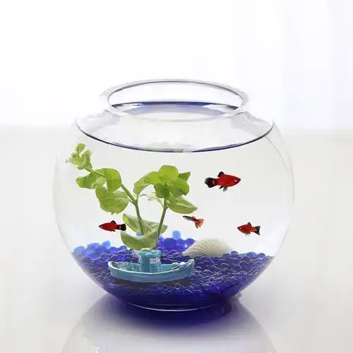 鱼缸家用圆形加厚超白玻璃小型桌面办公室圆球鱼缸