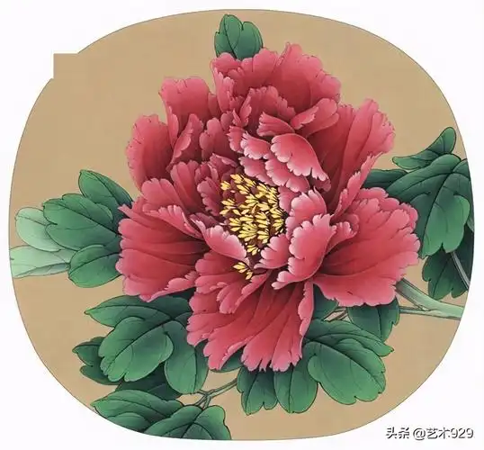 工笔画技法15幅高清牡丹白描线稿和上色步骤图