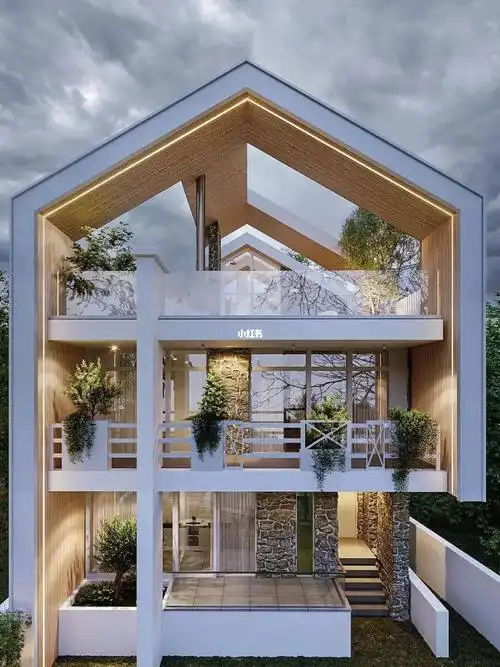 坡屋顶通透设计感精致现代简约自建房设计