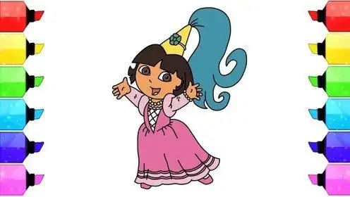 儿童简笔画:朵拉变成波斯人,图颜色有右脑开发